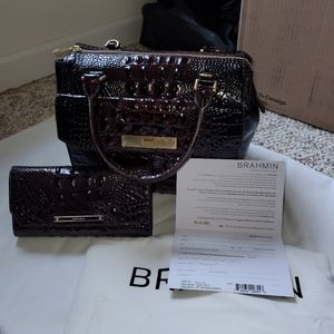 Brahmin Malia Satchel Cocoa with matching wallet